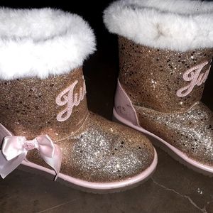 Juicy Fur-lined Boots brown w pink accents